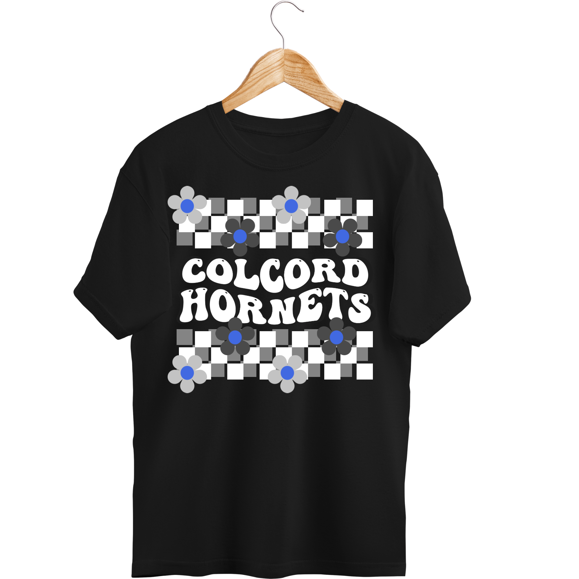 Colcord Checkered Floral Design T-Shirt